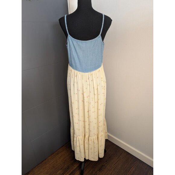 Vintage Jones New York Denim and Chiffon Floral Maxi Dress - 4 - Picture 3 of 9